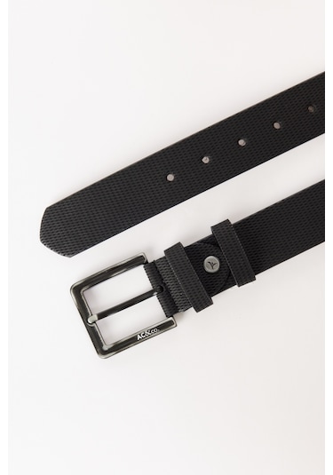 AC&Co / Altınyıldız Classics Erkek Sıyah Casual Suni  Deri Kemer Siyah