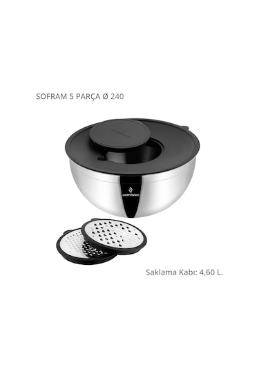 Sofram 5 Parça 24 Cm Karıştırma Ve Saklama Kabı Gümüş