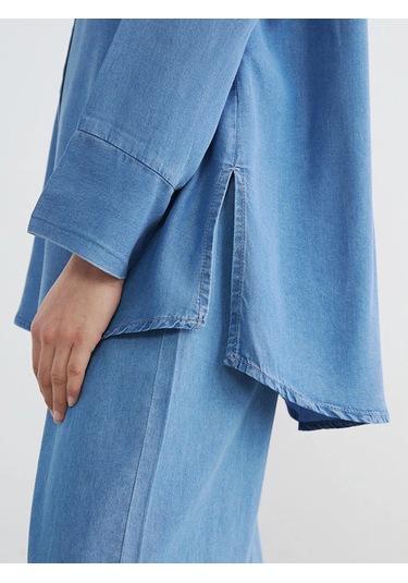 Lc Waikiki İndigo Kadın Jean Gömlek Tunik Indigo