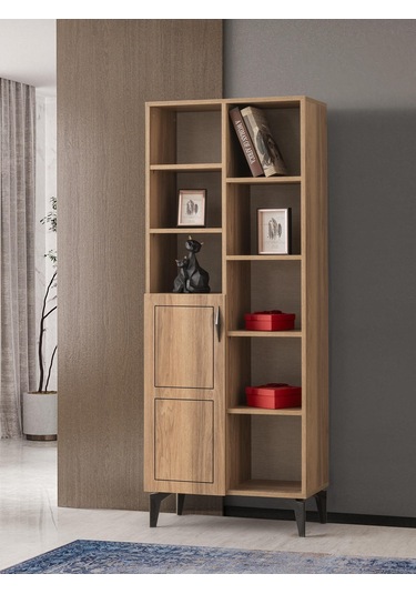 Hazar Raflı Kapaklı Kitaplık 70x37x180cm Ceviz