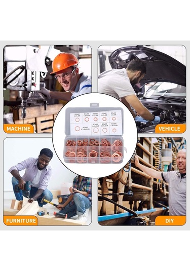 200pcs Yağ Drenaj Tapası Conta Kırmızı Bakır Isıtma İşleme 9 Tür Yağ Sızdırmazlığı 0142 Kırmızı