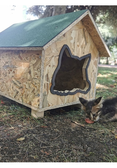 Suya Dayanıklı Kaliteli Ahşap Kedi Kulubesi