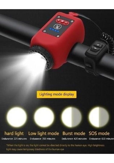 Xbyc 6128 Usb Şarjlı 250 Lümen 120 Db Yüksek Sesli Bisiklet Ön Farı Ve Korna Mavi