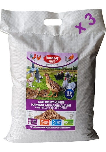 Bonny Nice Organik Kümes Hayvanları Kafes Altlığı 10KG 17 L x 3