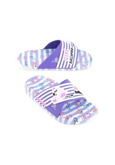 Gezer Kız Çocuk Yazlık Ballerina Pu Islak Zemine Uygun Ev Banyo Bahçe Havuz Terlik Eflatun