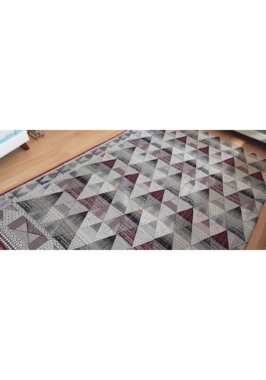 Algelsineve Keops Desen 6M2 Serme Halı Örtüsü, Savan, Pike Bordo - Krem