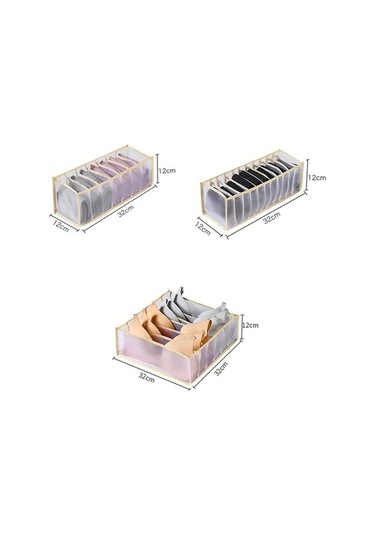 Tongxida 3'ü 1 Arada Çekmeceli İç Çamaşırı Kutusu, Bej Renk, Ev İçin Saklama Diğer