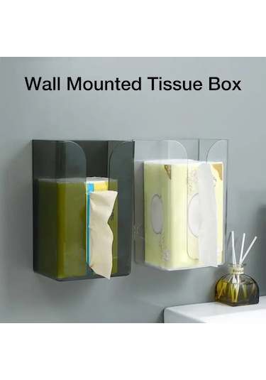 Şeffaf Duvara Monte Kağıt Mendil Dikdörtgen Duvar Kağıt Mendil Tutucu Çivi Olmadan Duvar Kutu Mendil Banyo Mutfak Için