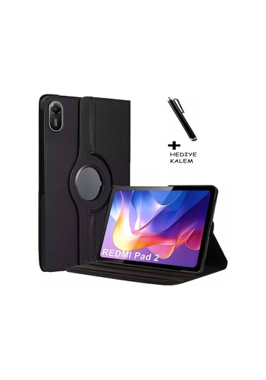 Xiaomi Redmi Pad 2 11 Inç 2025 Uyumlu Tablet Kılıf 360 Derece Koruma Standlı Kapaklı Dönen Pu Deri Kapak