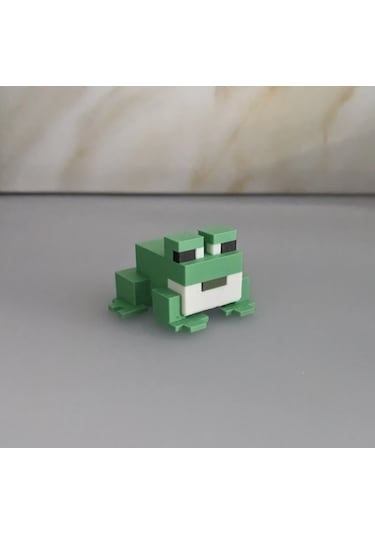 Minecraft Tarzı Dekoratif Kurbağa Figürü Piksel Tasarım Mini Oy