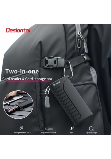 Honeybeeshop Dk10 Taşınabilir Toz Su Geçirmez Darbeye Dayanıklı 2si 1 Arada Kart Okuyucu Kılıf Çoklu Kart Okuma Büyük Kapasite