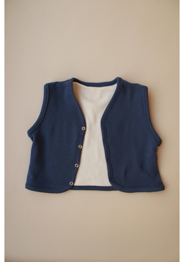 Balık Nakışlı Çift Taraflı Yelek Krem