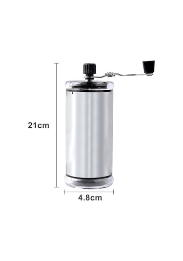 Tenfowee El Değirmeni Kahve Öğütücü - Paslanmaz Çelik Ve Akrilik, Ayarlanabilir Öğütme, Kolay Kullanım Gümüş