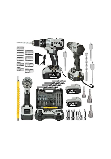 Mager XR 58 V 5 Ah Darbeli Şarjlı Vidalama Akülü Matkap Gri + 30 Parça Set