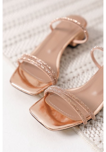 Trendella Kadın Kalın Topuklu Rose Gold Terlik Tr20my14g Bakır