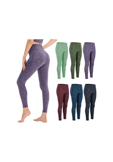 Kosona Kadınlar İçin Yoga Taytları - Kamuflaj Desenli - Rahatsız Edici Çizgisi Yok - Nefes Alır Hızlı Kuruyan - Yüksek Bel Kalça Geliştirici - Spor Jogging İçin Dar Paça Pantolon - Mor 8/l Avrupa Bedeni Mor