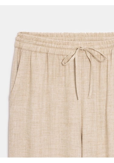 Dilvin 72225 Beli Lastikli Dökümlü Pantolon-bej Bej