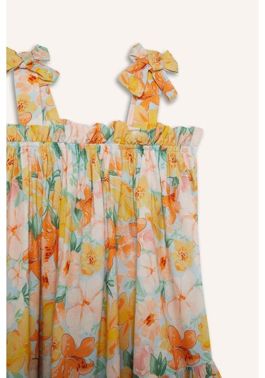 DeFacto 	Kız Çocuk Askılı Çiçek Desenli Yazlık Elbise Y6957A625SMBE403