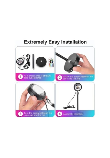 Novahub 16 Renk Rgb Led Gün Batımı Lambası, Usb Gece Lambası, Uzaktan Kontrol, Polonya Işık Çok Renkli