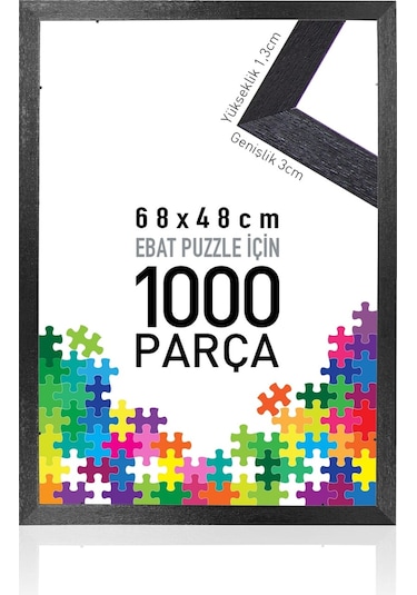 Sar Puzzle Çerçevesi Siyah 1000 Parça İçin Ebat 68x48cm