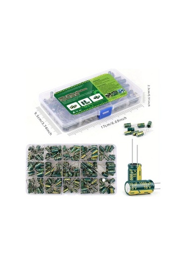 Chuangyinshop 225 Parça Yüksek Frekans Alüminyum Elektrolitik Kondansatör Seti 15 Değer 01uf 630uf Dıy