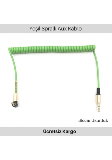 Aux Stereo Yeşil Akordiyon Kablo 150 Cm