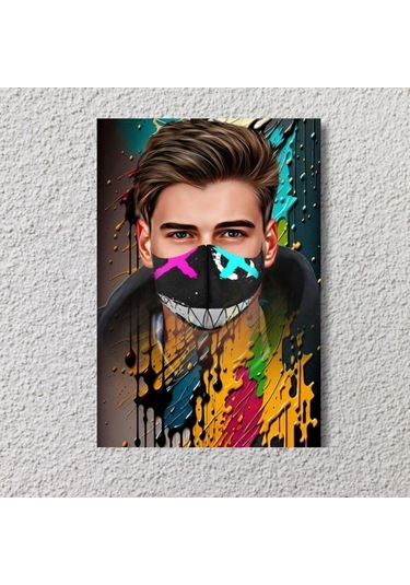 Kişiye Özel Maske Giydirilmiş Suluboya Tasarım Poster 4863