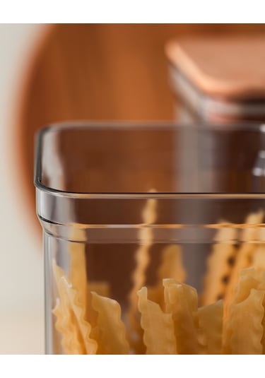 Madame Coco Ahşap Kapaklı 2100 ML Saklama Kabı 2'li Turuncu