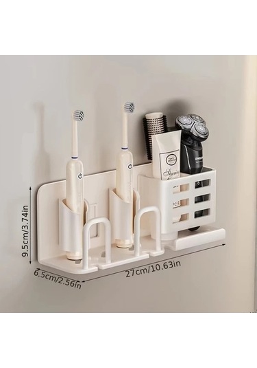 Fastbuy Sütlü Renk 2 Kartlu Alüminyum Diş Fırça Tutucu Banyo Tasarruflu Organizatör Sütlü Kahverengi