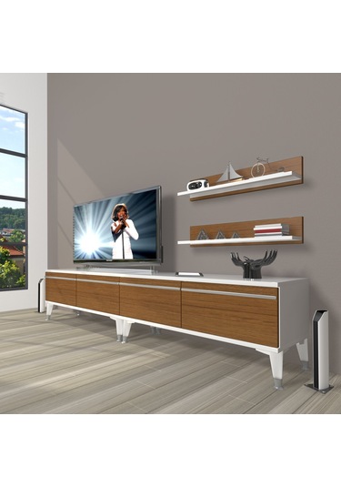 Decoraktiv Eko 220t Mdf Silver Tv Ünitesi Tv Sehpası Beyaz - Siyah