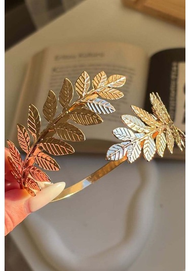 Gold Yaprak Desenli Pazu Bandı Üst Kol Bilekliği Ayarlanabilir Gold