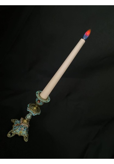 Çift Renkli Alevli Şamdan Mumu 20 Cm Pembe