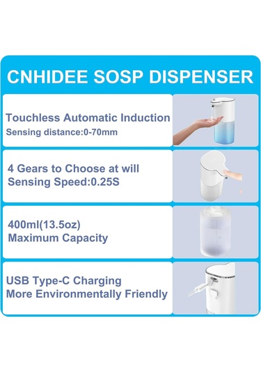 Xindoker Otomatik Dokunmasız Sabun Dispanseri, Banyo Ve Mutfak İçin Şarj Edilebilir Duvar Tipi, Cnhıdee Diğer