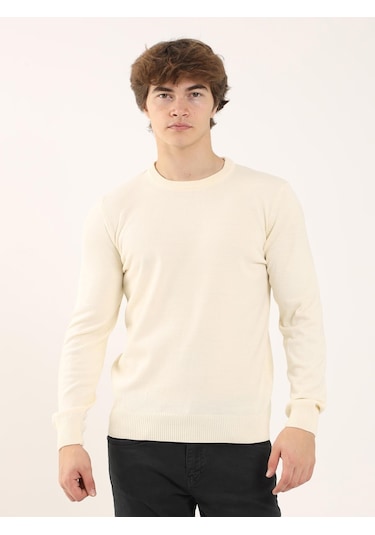 Dufy Kemik Erkek Slim Fit O Yaka Triko - 97504 Kemik