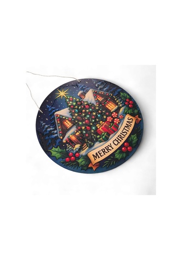 Yılbaşı Ağaçlı Yeni Yıl Evi Kapı Ve Duvar Süsü 30x30