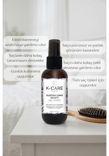 K K-care Cosmetics Elektriklenme Karşıtı Saç Spreyi 250 Ml