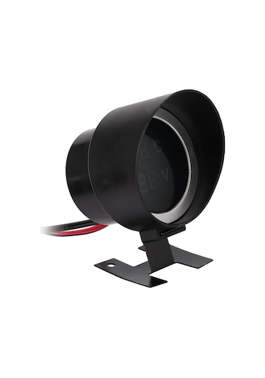 Siyah Araba Yuvarlak Led Dijital Kamyon Su Sıcaklığı Göstergesi Sıcaklık Sensörü Temperatura Moto + Voltmetre Volt