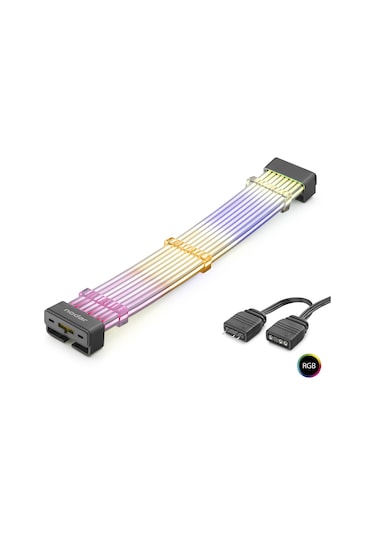 Nodar Nd2813b 2x8 Pin Argb Pcıe Gpu Güç Uzatma Kablosu Bükülebilir 2 Mm 108 Led Siyah