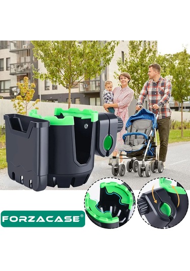 Forzacase Motosiklet Bebek Arabası İçin Bardak Ve Telefon Tutucu - Fc999 Siyah