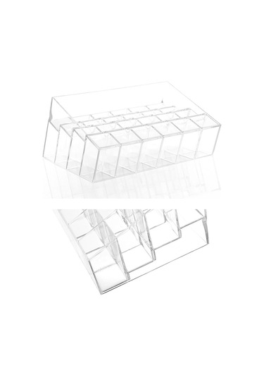 Qingmipy 24 Delikli Şeffaf Dudak Ruj Organizatörü - Masaüstü Kozmetik Depolama Kutusu, Rujları Düzenleyici Ve Gösterici A77