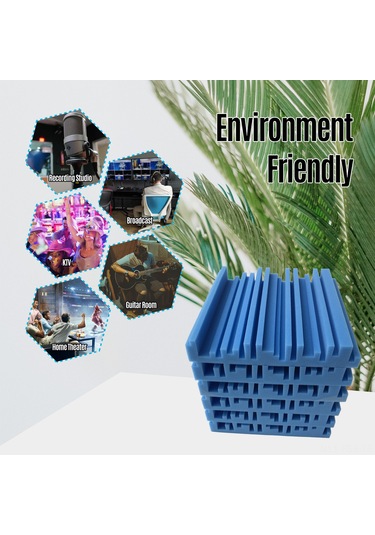 Hfambition Mavi Yüksek Yoğunluklu Köpük Akustik Paneller - Gürültü Emici, Yalıtıcı, Yangın Engellli, Düzensiz Geniş Frekanslı, 6 Adet 25x25x5cm 9.7''