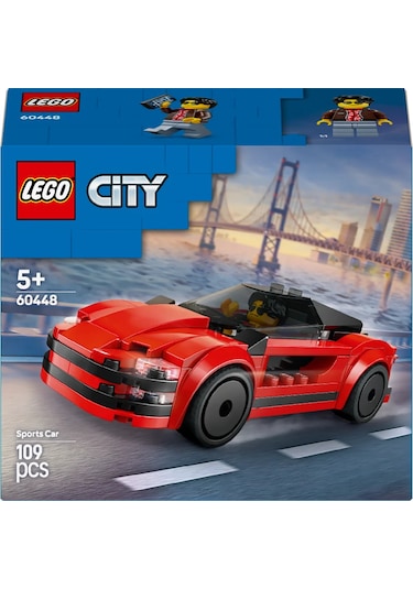 LEGO® City Kırmızı Spor Araba 60448 - 5 Yaş ve Üzeri Çocuklar için Yaratıcı Oyuncak Yapım Seti (109 Parça)