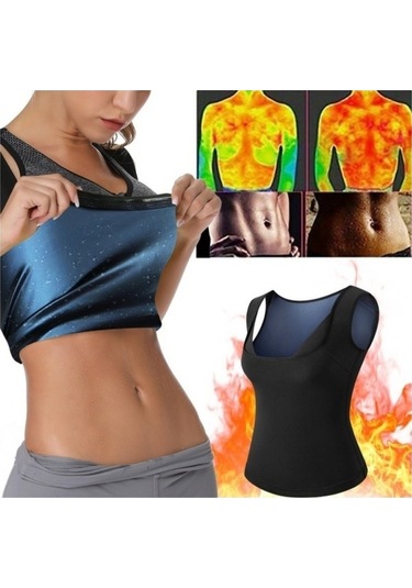 Extra Terletici Yeni İnce Kumaş Termal Sauna Pro Terleme Atleti (490854512) Siyah