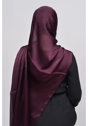 Altobeh Janjan Şık Parlak Saten Dokulu Kadın Tesettür Abiye Şifon Şal - Mürdüm