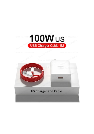Qwqoneplus 100w Supervooc Hızlı Şarj Adaptörü Usb-c Kablolu 13r/12/12r/11/10/13 Pro İçin Chdistribütör Garantili