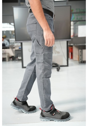 Uniprom İş Pantolonu Kot Kumaş Titan Flex Model Gri Gri