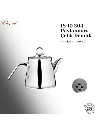 Piramit Orta Boy Çelik Kulplu Çaydanlık Takımı Çelik