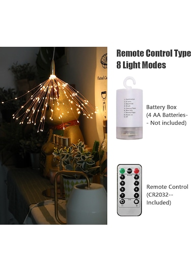 Symbee Led Atışık Işık 180 Işıklı Pilli Kumanda Gümüş Tel Sıcak Beyaz Bahçe Noel Dekorasyon Işığı Diğer