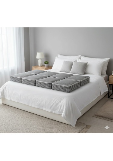 8'li Kaz Ayağı Büyük Baza Altı & Çekyat Tipi Tela Hurç 65x45x22 Cm Fermuarlı Saklama Ve Düzenleme Hurcu Siyah