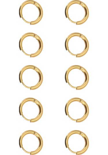 Moveevo Stainless Steel Gold Hoop Earrings 10 Adet/paket - Dıy El Sanatı İçin Uygun, 2.5mm Çap Ve 10mm İç Çap İle Dayanıklı Tasarım Diğer
